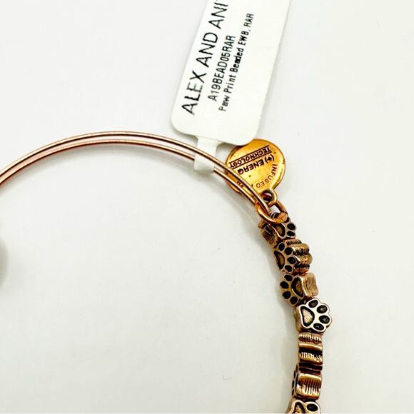Alex and Ani Rafaelian Gold Paw Print Bangle Pet Paws Casual Adjustable Bracelet - Picture 4 of 7